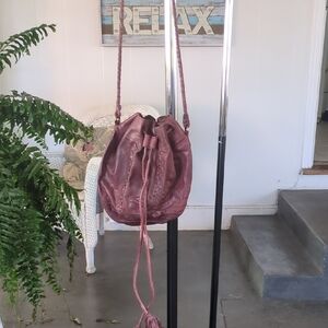 COPY - CIVICO 9, Elegant leather Burgundy Drawstring Bucket Bag